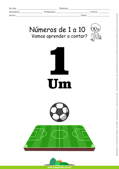 Números de 1 a 10 - folha 1 - Aula Pronta
