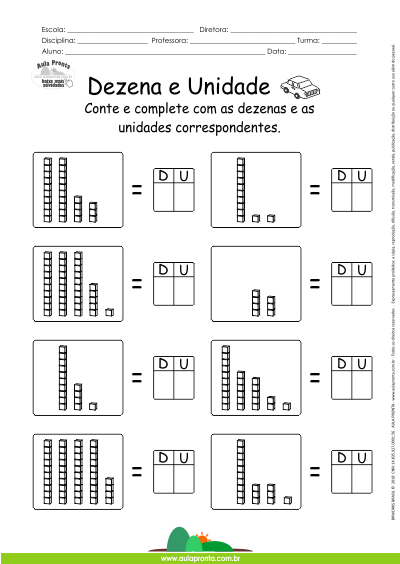 Atividade Dezena e Unidade - Conte e Complete