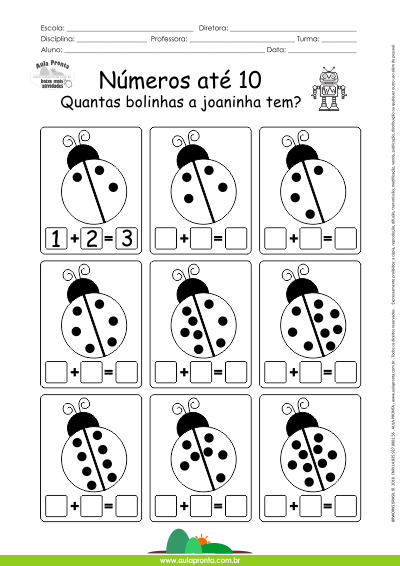 Números de 1 a 10 - Joaninha - Aula Pronta