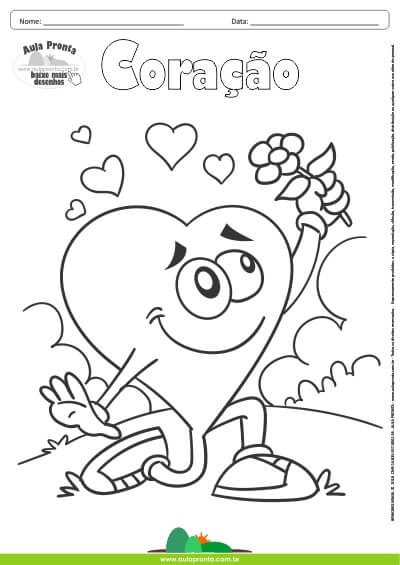 Desenhos para Colorir – Coração - Aula Pronta