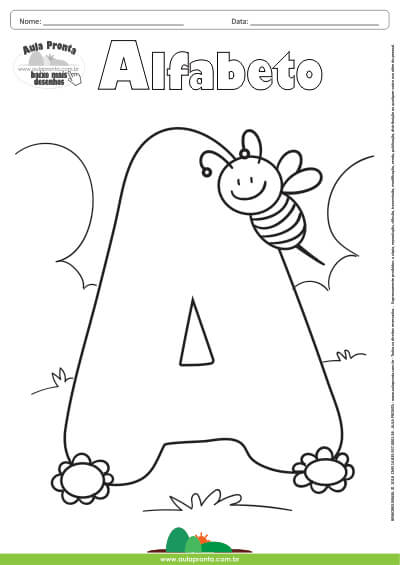 Desenho para Colorir – Alfabeto - Letra A - Aula Pronta