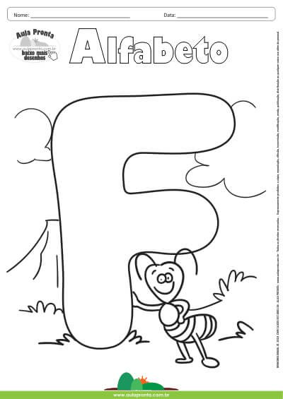 Desenho para Colorir – Alfabeto - Letra F - Aula Pronta
