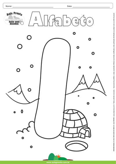 Desenho para Colorir – Alfabeto - Letra I - Aula Pronta