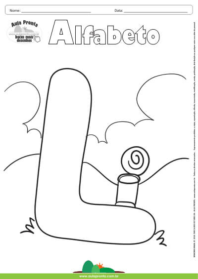 Desenho para Colorir – Alfabeto - Letra L - Aula Pronta