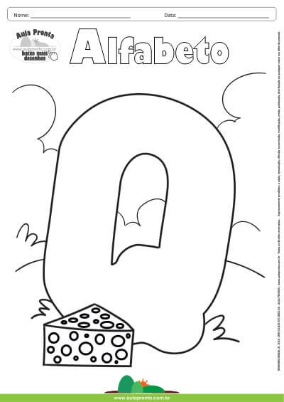 Desenho para Colorir – Alfabeto - Letra Q - Aula Pronta