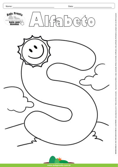 Desenho para Colorir – Alfabeto - Letra S - Aula Pronta