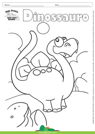 Desenho para Colorir – Animais - Dinossauro - Aula Pronta