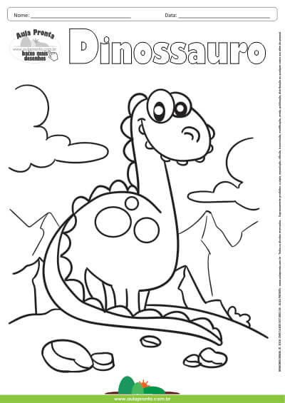 Desenho para Colorir – Animais - Dinossauro - Aula Pronta