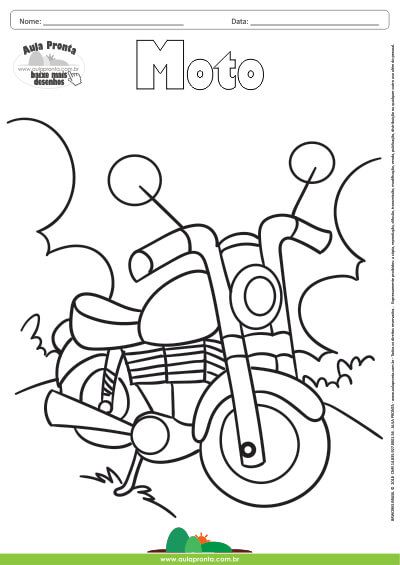 Desenho para Colorir – Transporte Moto - Aula Pronta