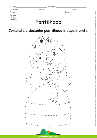 Desenho para Colorir – Pontilhado – Galinha - Aula Pronta