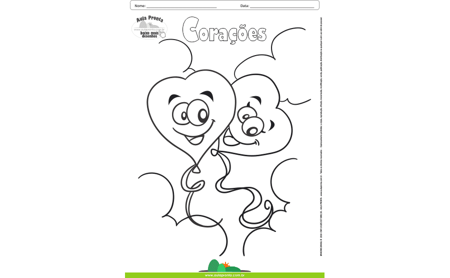 Desenhos para Colorir - Corações I Love You