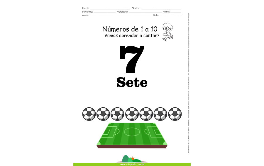 Números de 1 a 10 - folha 7