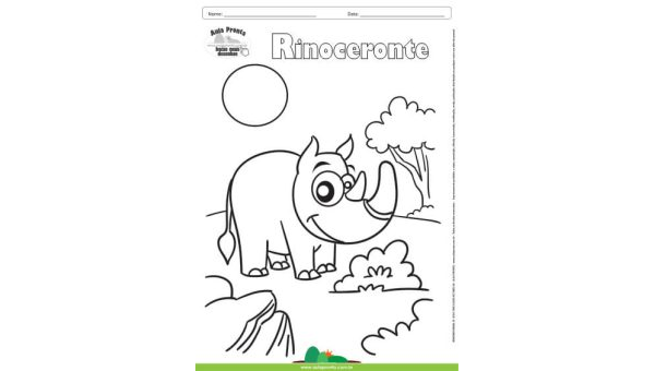 Desenho para Colorir – Animais - Rinoceronte