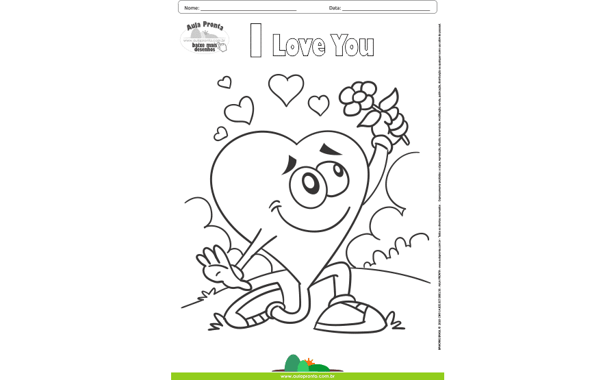 Desenhos para Colorir - Corações I Love You