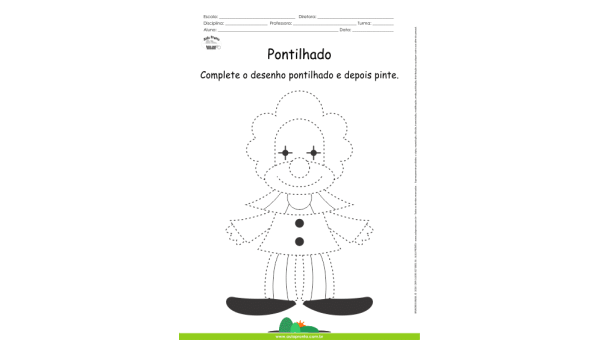 Desenho para Colorir – Pontilhado – Palhaço