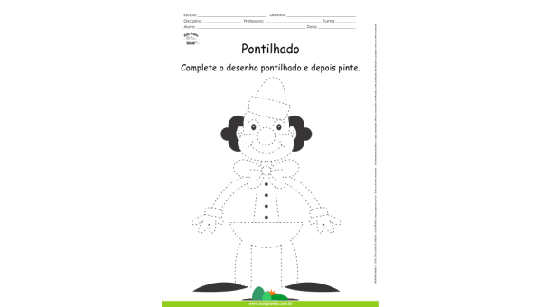 Desenho para Colorir – Pontilhado – Palhaço