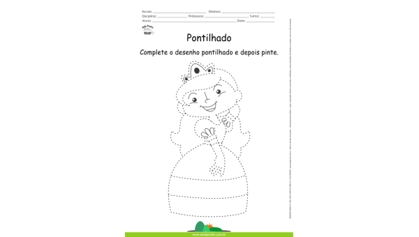 Desenho para Colorir – Pontilhado – Princesa