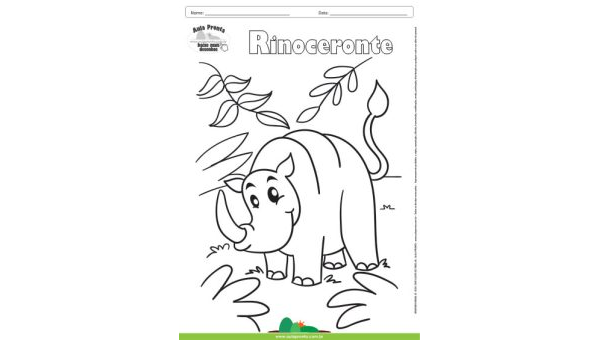 Desenho para Colorir – Animais - Rinoceronte