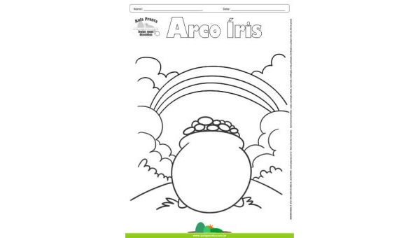 Desenhos para Colorir – Pote de Ouro e Arco Irís