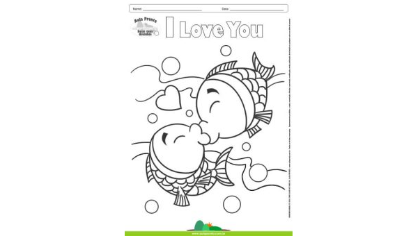 Desenhos para Colorir – I Love You Peixes