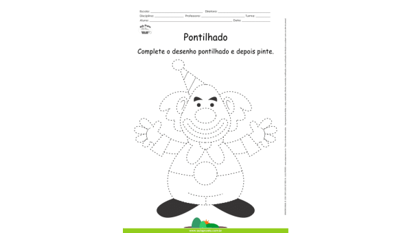 Desenho para Colorir – Pontilhado – Palhaço