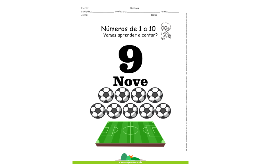 Números de 1 a 10 - folha 9