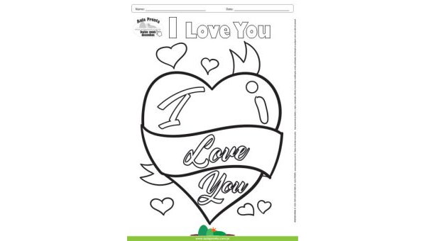 Desenho para Colorir – Fantasia - Amor - I Love You