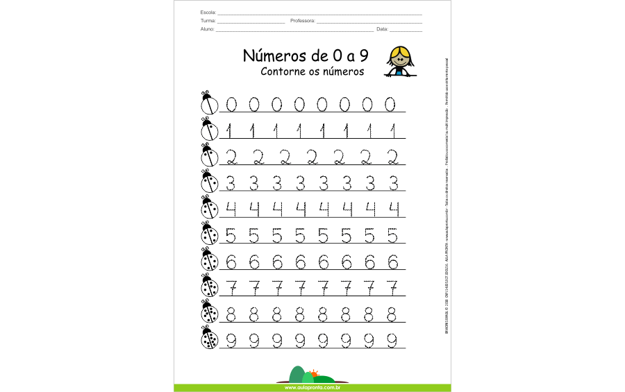 Números até 10 - Contornando Números