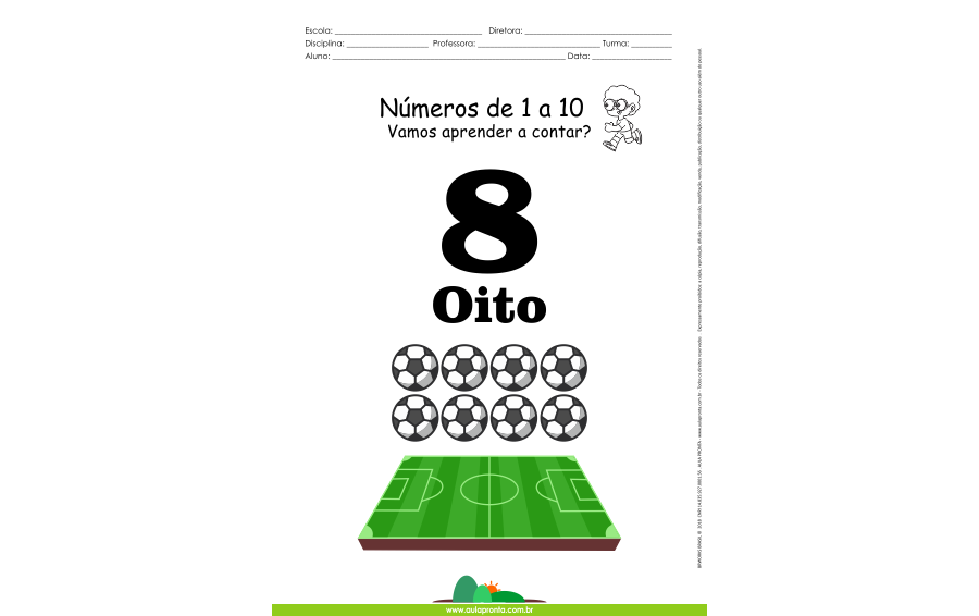 Números de 1 a 10 - folha 8