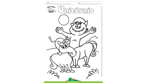 Desenho para Colorir – Fantasia - Unicórnio e Centauro
