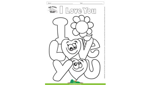 Desenho para Colorir – Fantasia - Amor - I Love You