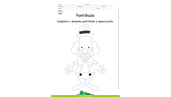 Desenho para Colorir – Pontilhado – Palhaço