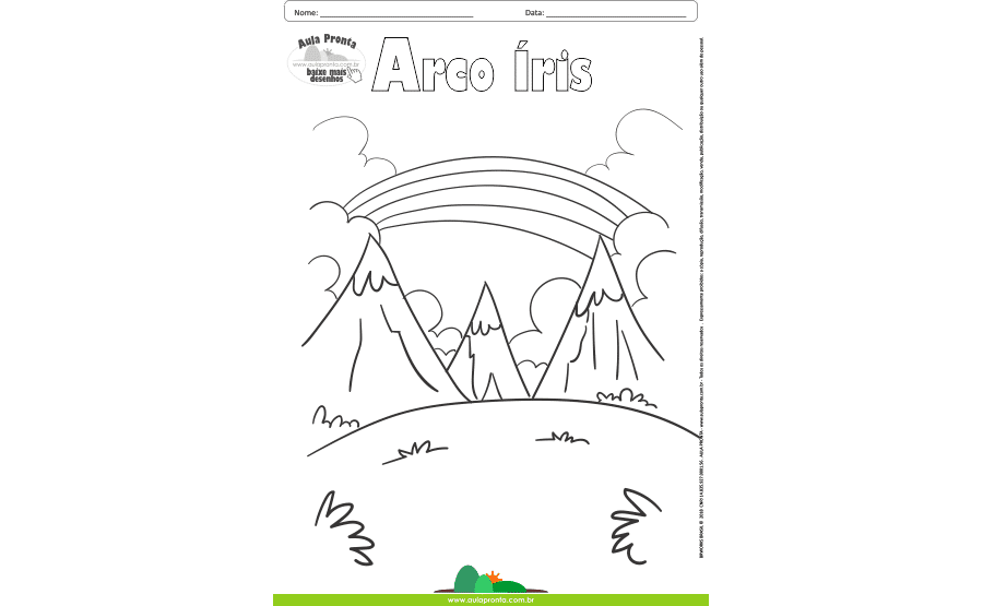 Desenhos para Colorir - Arco Íris e Montanhas