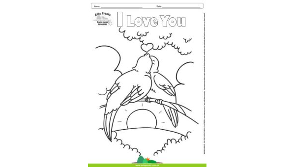 Desenhos para Colorir – I Love You Pássaros