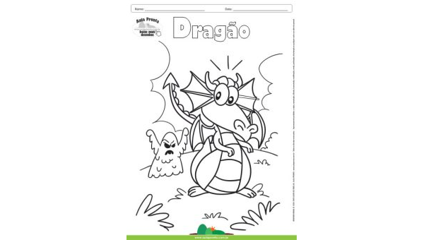 Desenho para Colorir – Fantasia - Dragão e Monstro