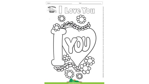 Desenho para Colorir – Fantasia - Amor - I Love You