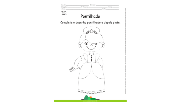 Desenho para Colorir – Pontilhado – Princesa