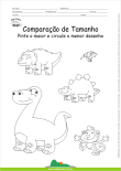Comparação de Tamanho - Pinte o maior e circule o menor desenho