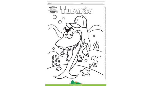 Desenho para Colorir – Animais - Tubarão