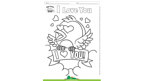 Desenho para Colorir – Fantasia - Amor - I Love You