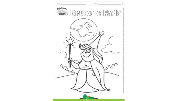 Desenho para Colorir – Fantasia - Bruxa e Fada