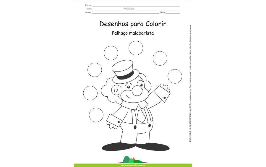 Desenhos para Colorir - Palhaço Malabarista