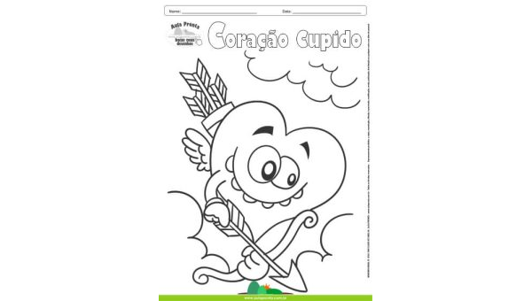 Desenhos para Colorir – Coração Cupido