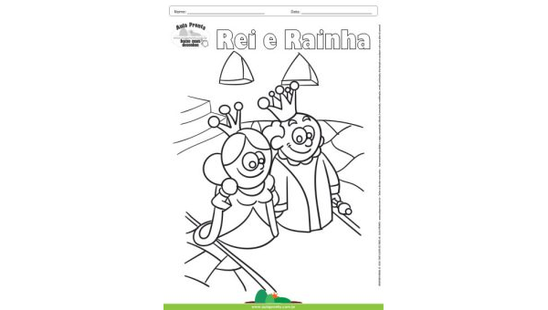 Desenho para Colorir – Fantasia - Rei e Rainha
