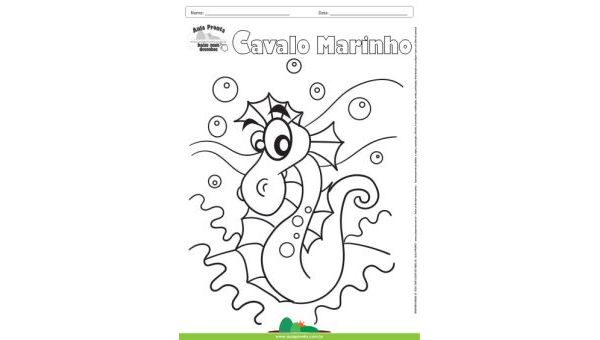 Desenho para Colorir – Animais - Cavalo Marinho