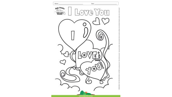Desenho para Colorir – Fantasia - Amor - I Love You