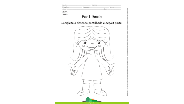 Desenho para Colorir – Pontilhado – Menina