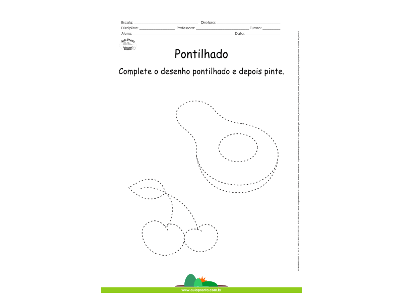 Desenho para Colorir – Pontilhado – Abacate e Cereja