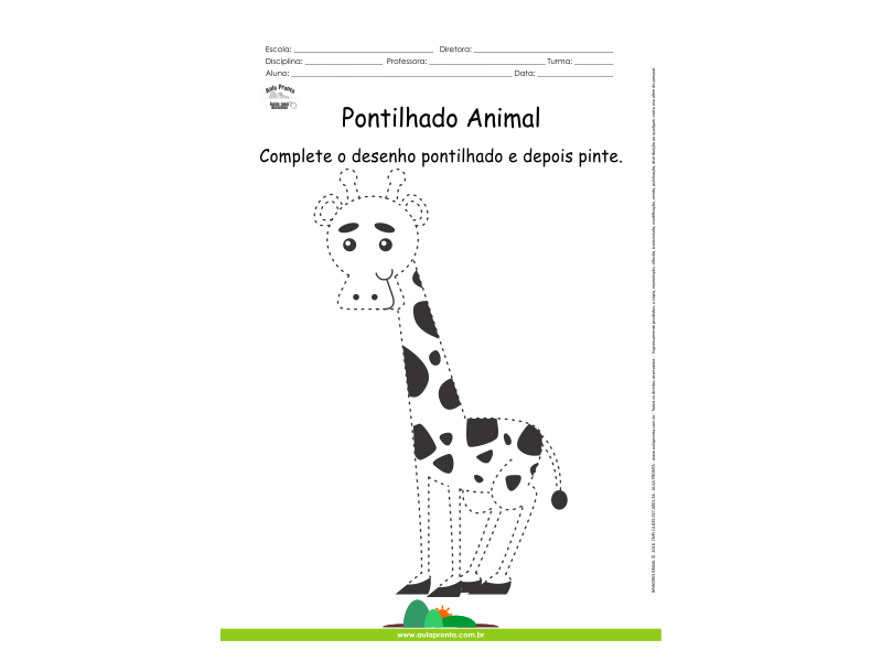 Desenho para Colorir – Pontilhado – Girafa