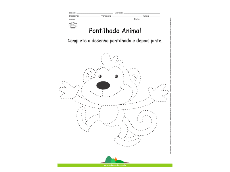 Desenho para Colorir – Animais - Macaco - Aula Pronta